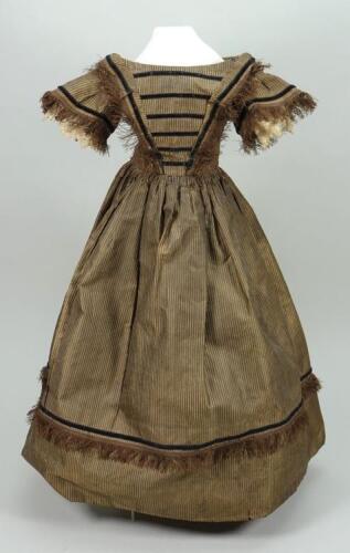 Brown silk dress for early English doll, circa 1860,