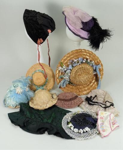 Nine dolls bonnets,