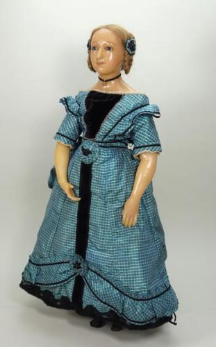 Extremely rare and important poured wax Lucy Peck all original portrait doll of a young Queen Victoria, English circa 1900,