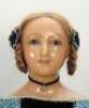 Extremely rare and important poured wax Lucy Peck all original portrait doll of a young Queen Victoria, English circa 1900, - 4