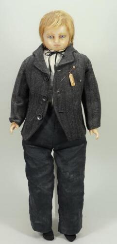 Extremely rare ‘Tom Thumb’ poured wax shoulder head doll, probably Pierotti, English circa 1860,