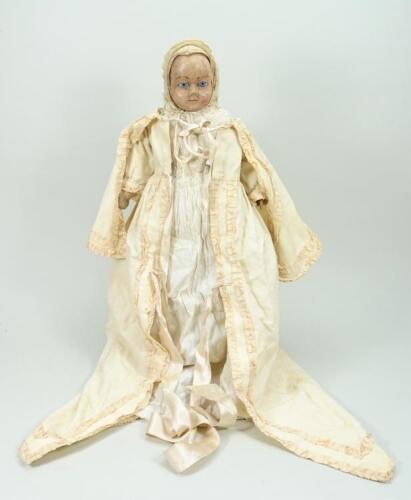 Unusual wax over composition baby doll, English circa 1860,