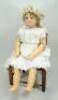 Large poured wax shoulder head doll, circa 1860,