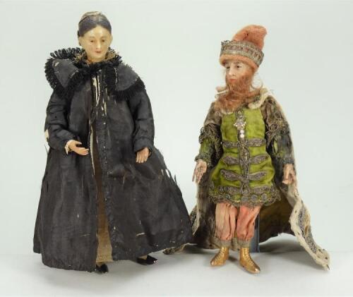 Interesting pair of 19th century wax head dolls,