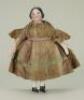 Early miniature glazed china shoulder head dolls house doll, English circa 1840,