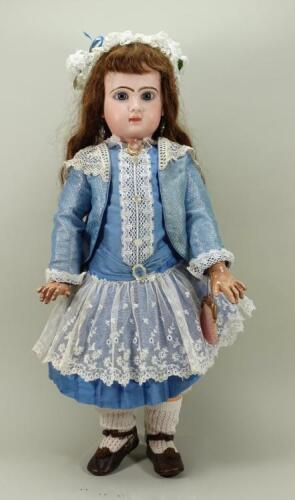 Tete Jumeau bisque head Bebe doll, size 12, French, circa 1890,