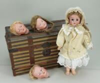 Rare J.D Kestner multi head bisque head character doll, German circa 1910,