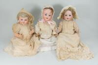 Three bisque head baby dolls, German circa 1915,