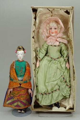 Boudoir composition doll in original box, circa 1930,