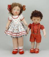 Two Chad Valley cloth dolls, English circa 1930,