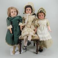 Three bisque shoulder head dolls, English 1915-20,