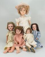 Four bisque head dolls, English 1915-20,