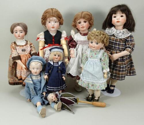 Collection of eight modern reproduction and artist dolls,