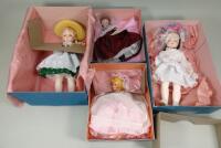 Four boxed hard plastic Madame Alexander dolls, late 1980s early 1990s,