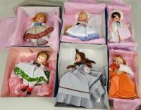 Six boxed hard plastic Madame Alexander dolls, late 1980s early 1990s,