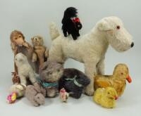 Collection of various soft toys, English 1930-50,