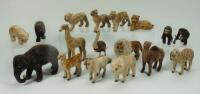 Collection of velvet covered zoo animals, 1930s,