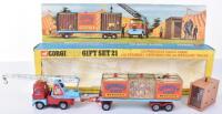 Scarce Corgi Toys Gift Set 21 Chipperfields Circus Crane with Scammell Handyman Cab and Menagerie Trailer