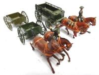 Britains horsedrawn vehicles converted and repainted to steel helmets, sets 1331 GS Limbered Wagon