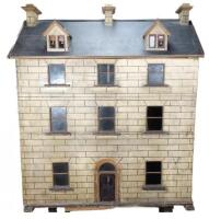 A good, early painted wooden Irish Town three storey Dolls House, Irish 1840s/50s,