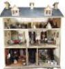 A good, early painted wooden Irish Town three storey Dolls House, Irish 1840s/50s, - 2