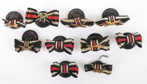 10x WW1 1914-18 Honour Cross Ribbon Button Hole Bars