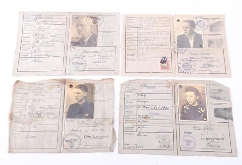 4x Third Reich Kennkarte Identity Documents