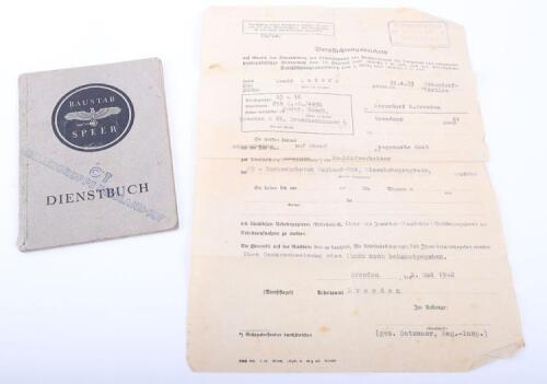 Rare Baustab Speer Organisation Todt (O.T) Einsatzgruppe Russland-Sud Dienstbuch