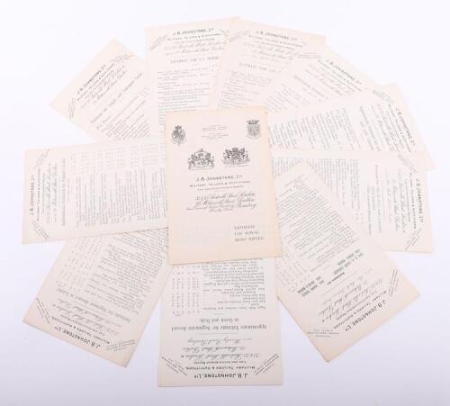 J B Johnson Ltd Military Tailors Uniform Price Lists of Mostly Indian Army Interest