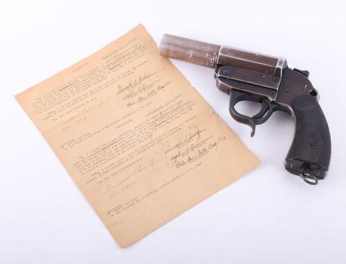 WW2 German Flare Gun with Bring Home Papers