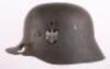 WW2 German / Austrian M-16 Transitional Steel Combat Helmet with Battle Damage