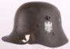 WW2 German / Austrian M-16 Transitional Steel Combat Helmet with Battle Damage - 3