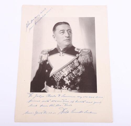 Signed and Dedicated Photograph of WW1 German Naval Hero Felix von Luckner (1881-1966)