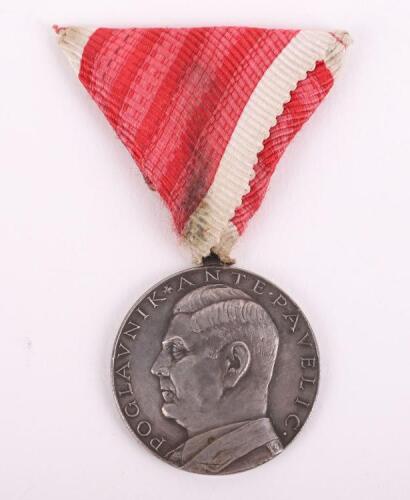 Axis Forces Croatian A Pavelic Silver Bravery Medal