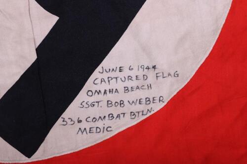 WW2 German Flag Reputed to Have Been Captured on Omaha Beach D-Day 6th June 1944