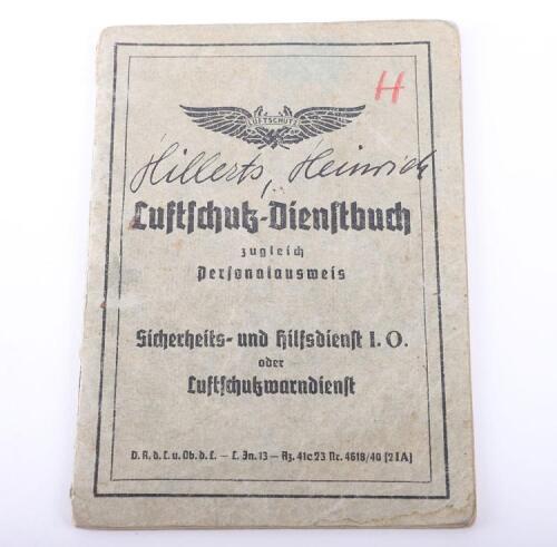WW2 German Luftschutz Service Book (Luftschutzdienstbuch)