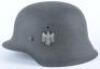 Mint Un-Issued WW2 German Army M-42 Single Decal Steel Combat Helmet