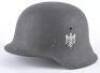 Mint Un-Issued WW2 German Army M-42 Single Decal Steel Combat Helmet - 7