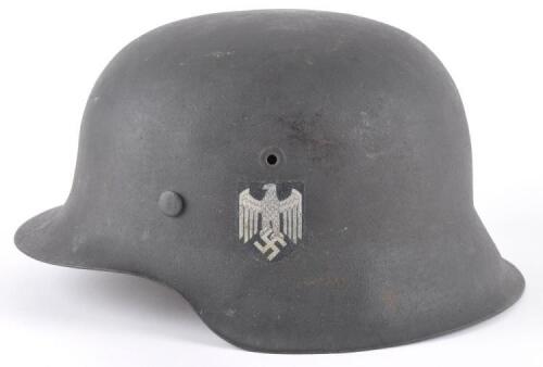 WW2 German Army M-42 Single Decal Steel Combat Helmet