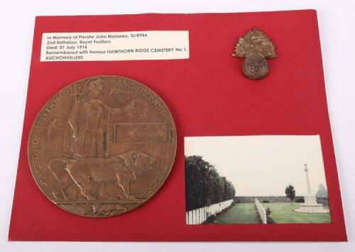 WW1 British Memorial Plaque to John Maloney