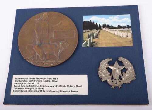 WW1 British Memorial Plaque to Alexander Frew