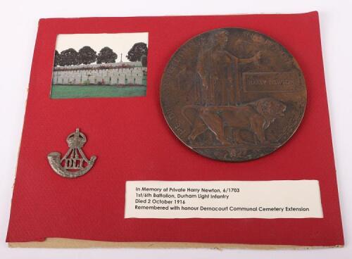 WW1 Bronze Memorial Plaque Harry Newton