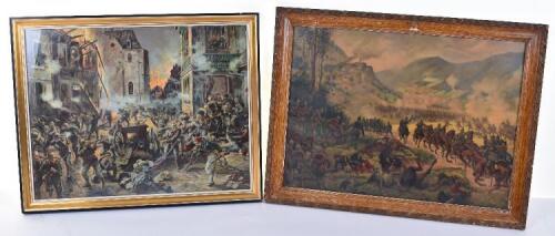 2x WW1 Framed and Glazed Pictures of German Battle Scenes