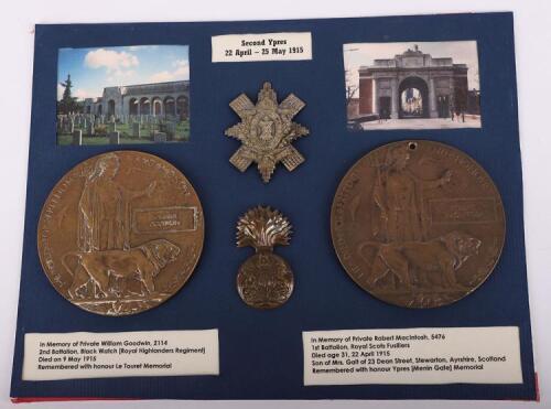 Pair of WW1 British Memorial Plaques Both Killed During the Second Battle of Ypres