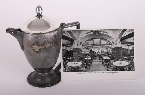 Third Reich Silver Plated Coffee Pot Removed from the Schumann Café on Hindenburgplatz Frankfurt-Main by a US GI in 1945