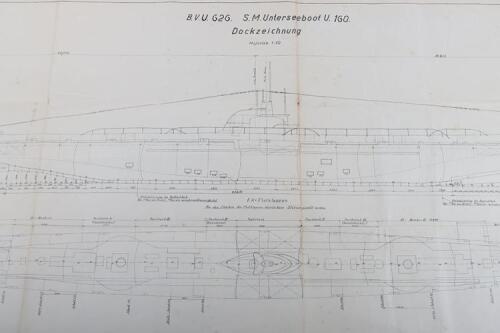 Rare Full Technical Specification Plans of Imperial German U-Boat U-160