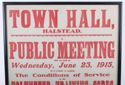 Recruiting poster 'Calling for Public meeting' June 23, 1915 Town Hall Halstead