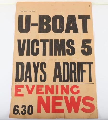 Evening News Poster "U-Boat Victims 5 days adrift"