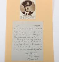 Harcourt, Admiral Sir Cecil Halliday Jepson, Signed and handwritten Testimonial for Lt P.J.W Cruttenden dated 1948