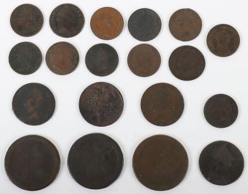 Selection of Georgian halfpennies and farthings